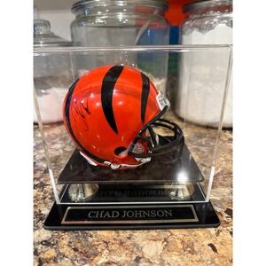 Autographed Chad Johnson Mini Helmet Riddell Cincinnati Bengals Display No COA